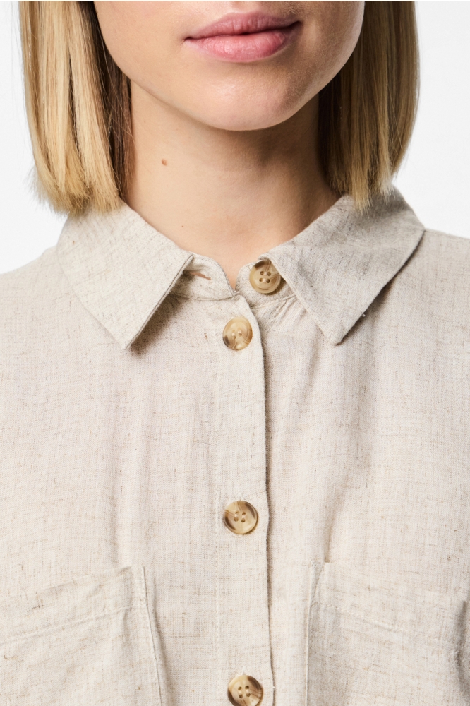 PCPIA SS TIE SHIRT WVN NOOS 17154736 BIRCH/MELANGE